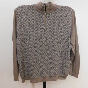 Tasso Elba /2 Zip Diamond Knit Patch Sweater XL